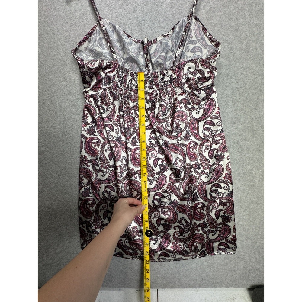 90s Y2K Silky‎ Satin Birch & Stone Women's Floral Mini Slip Dress Milkmaid Sz M - Picture 14 of 16